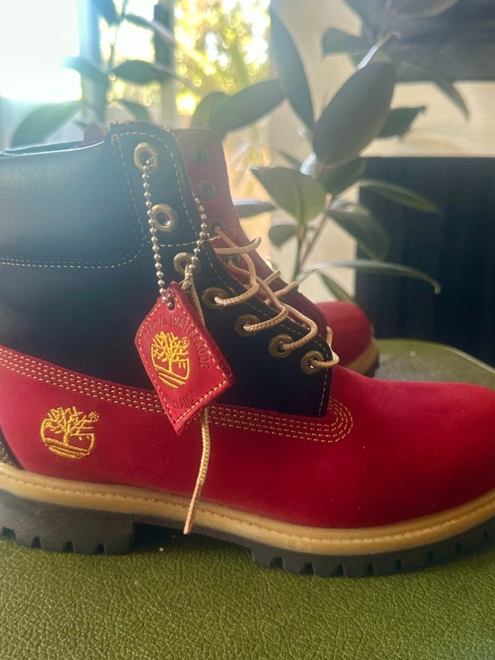 Custom Red & Black Timberland Boots Men’s Size 7 Hip Hop Streetwear - Picture 3 of 13